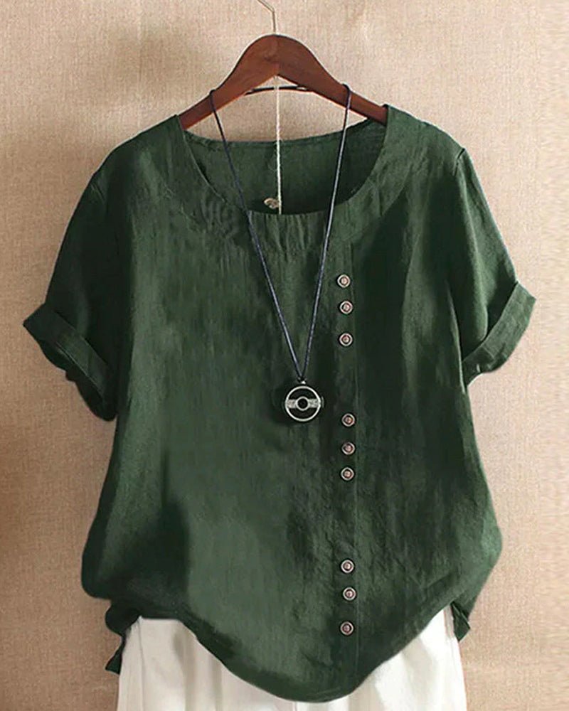 Ella | Women’s Casual Button Detail Linen Blouse