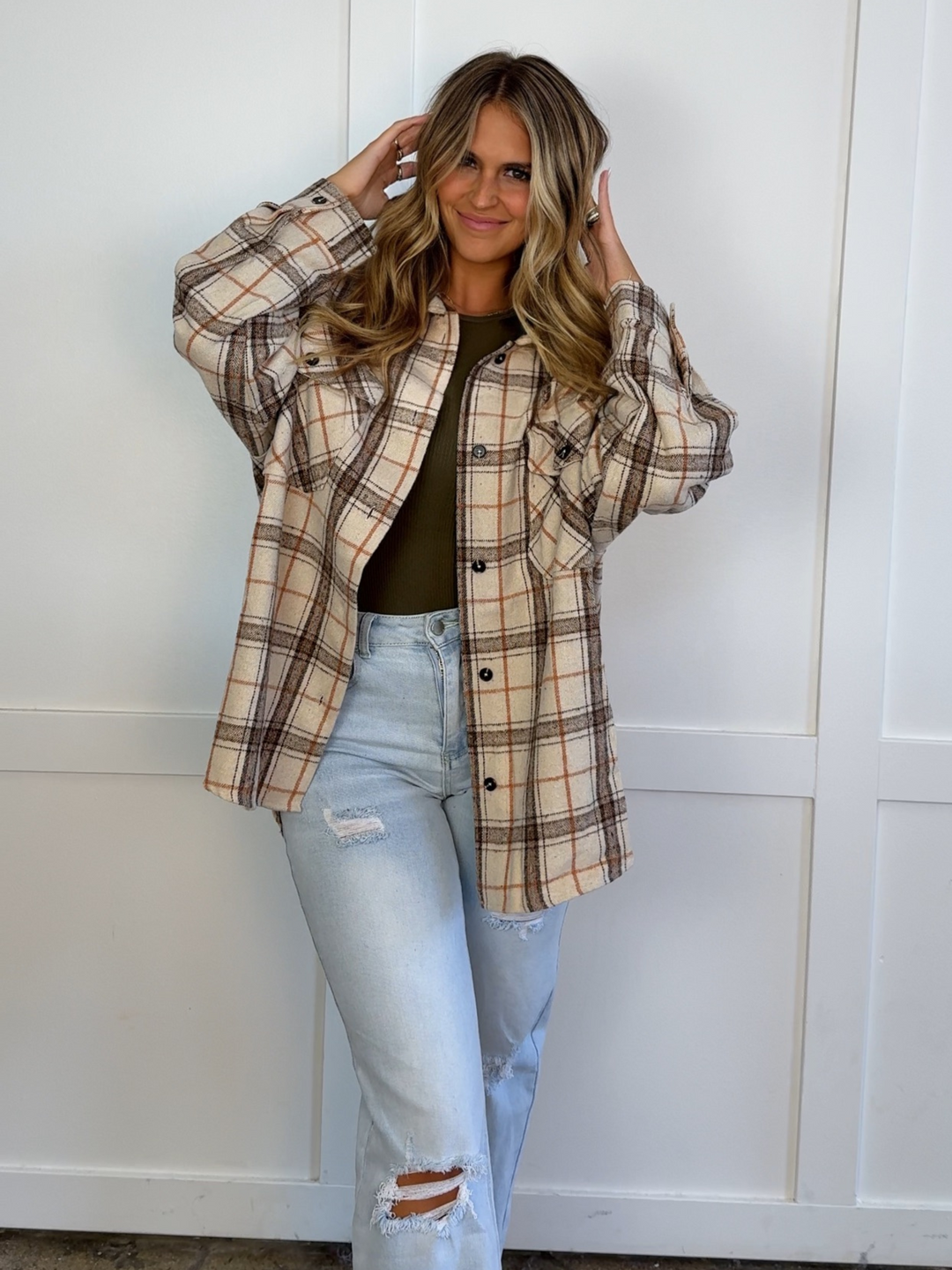 Laylie Plaid Flannel – Oversized Long Sleeve