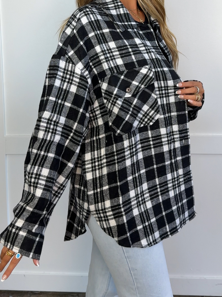 Laylie Plaid Flannel – Oversized Long Sleeve