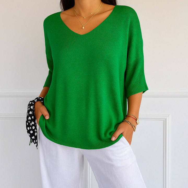 Clara | Women V Neck Short Sleeve Sweater