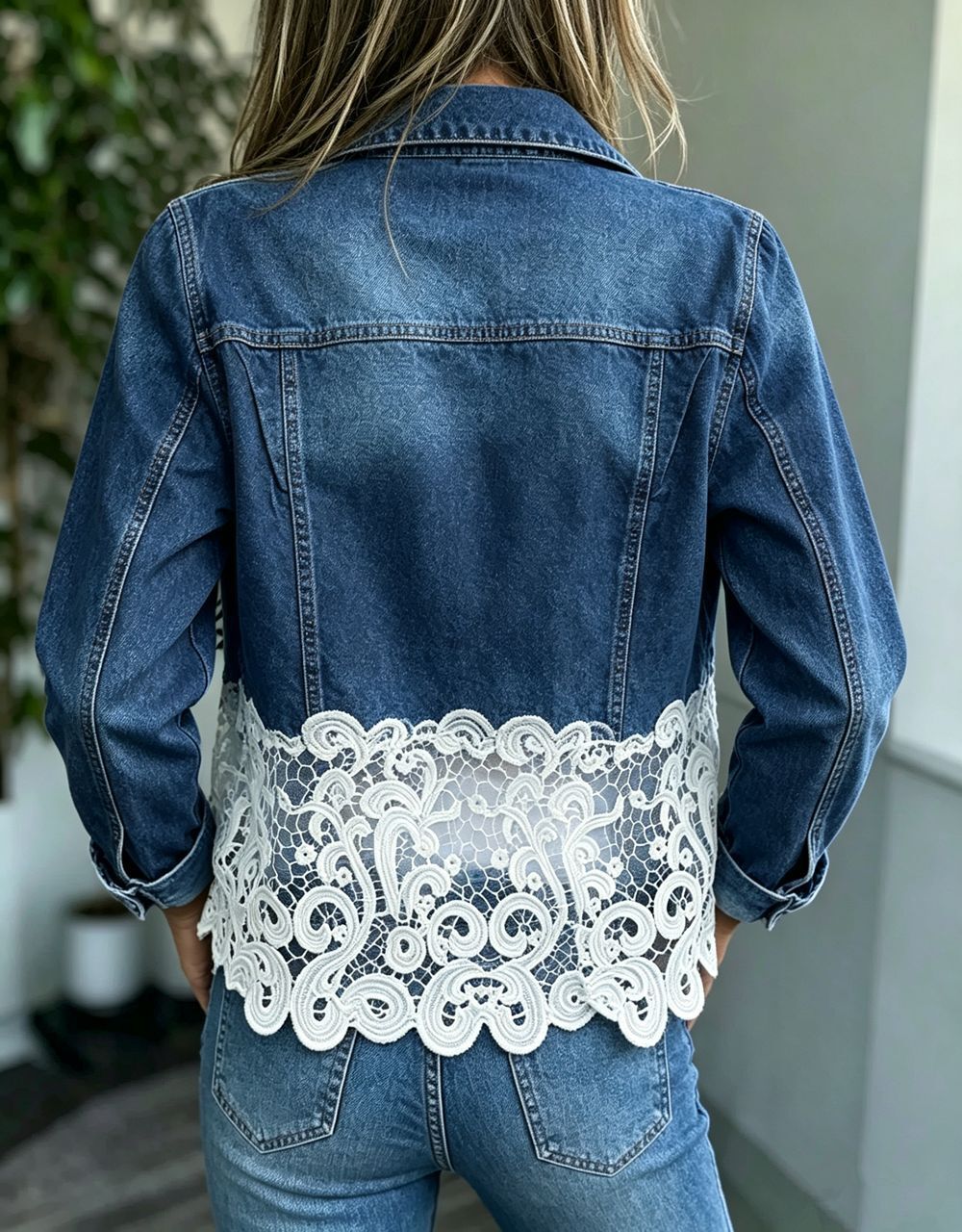 Delphine™ | Boho Lace Trim Denim Jacket with Tassels