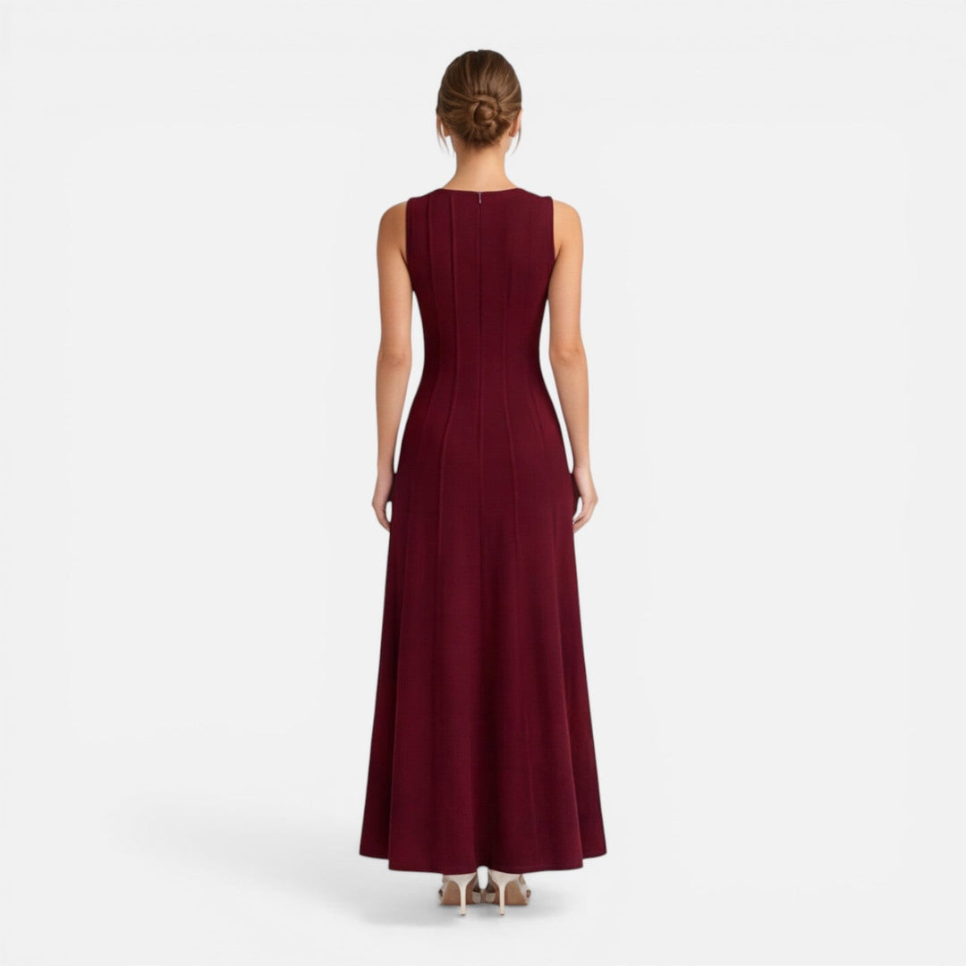 Isolde | Pleated Sleeveless Wedding Guest Maxi Dress