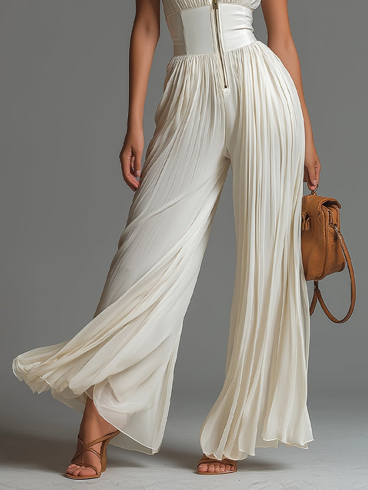 Mia – Pleated Chiffon Jumpsuit for Women