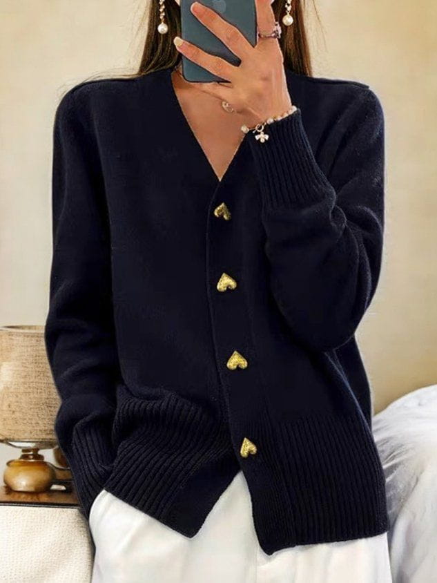 Adelaide Heart-Button Cardigan