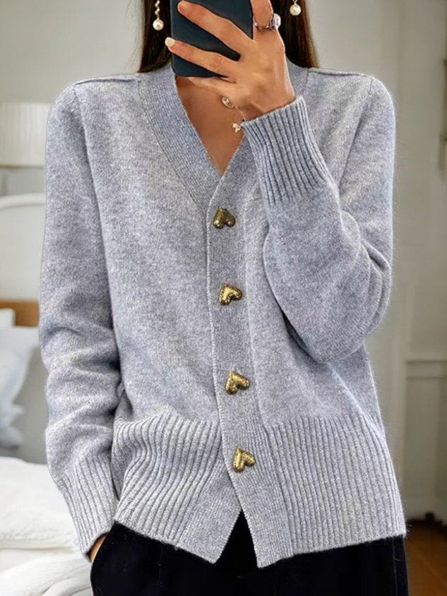 Adelaide Heart-Button Cardigan
