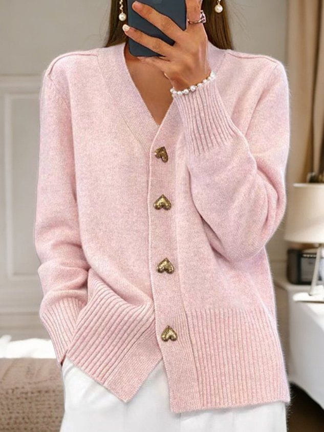 Adelaide Heart-Button Cardigan