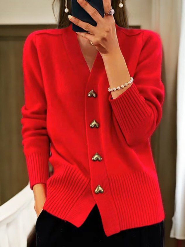 Adelaide Heart-Button Cardigan