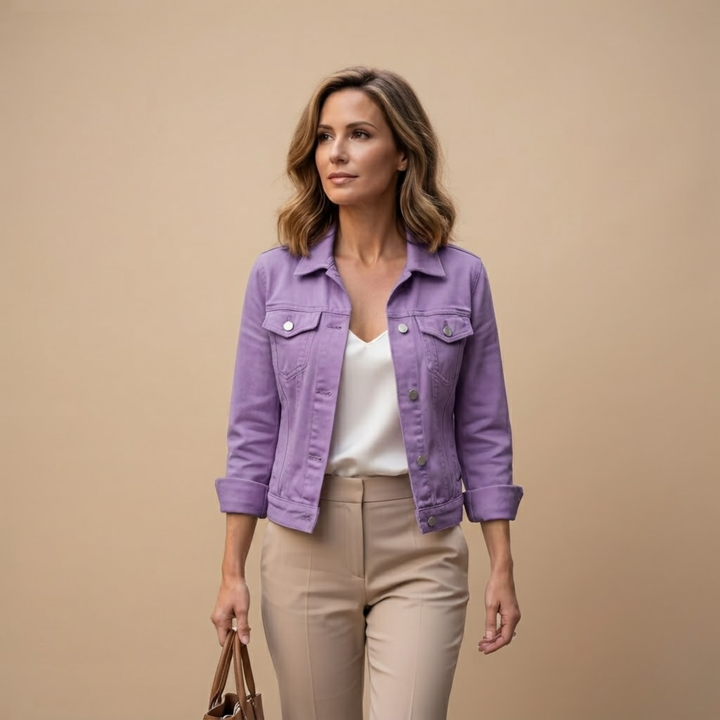 Adeline Jacket Denim Cropped Button-Front