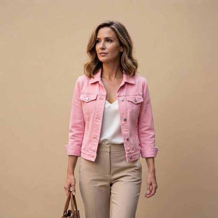 Adeline Jacket Denim Cropped Button-Front