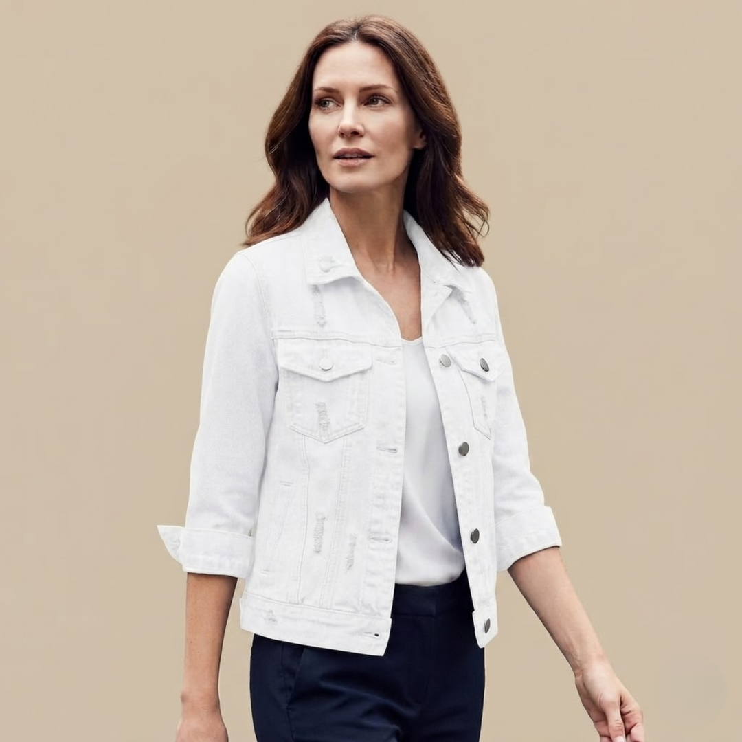 Adeline Jacket Denim Cropped Button-Front