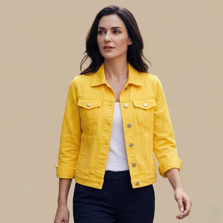 Adeline Jacket Denim Cropped Button-Front