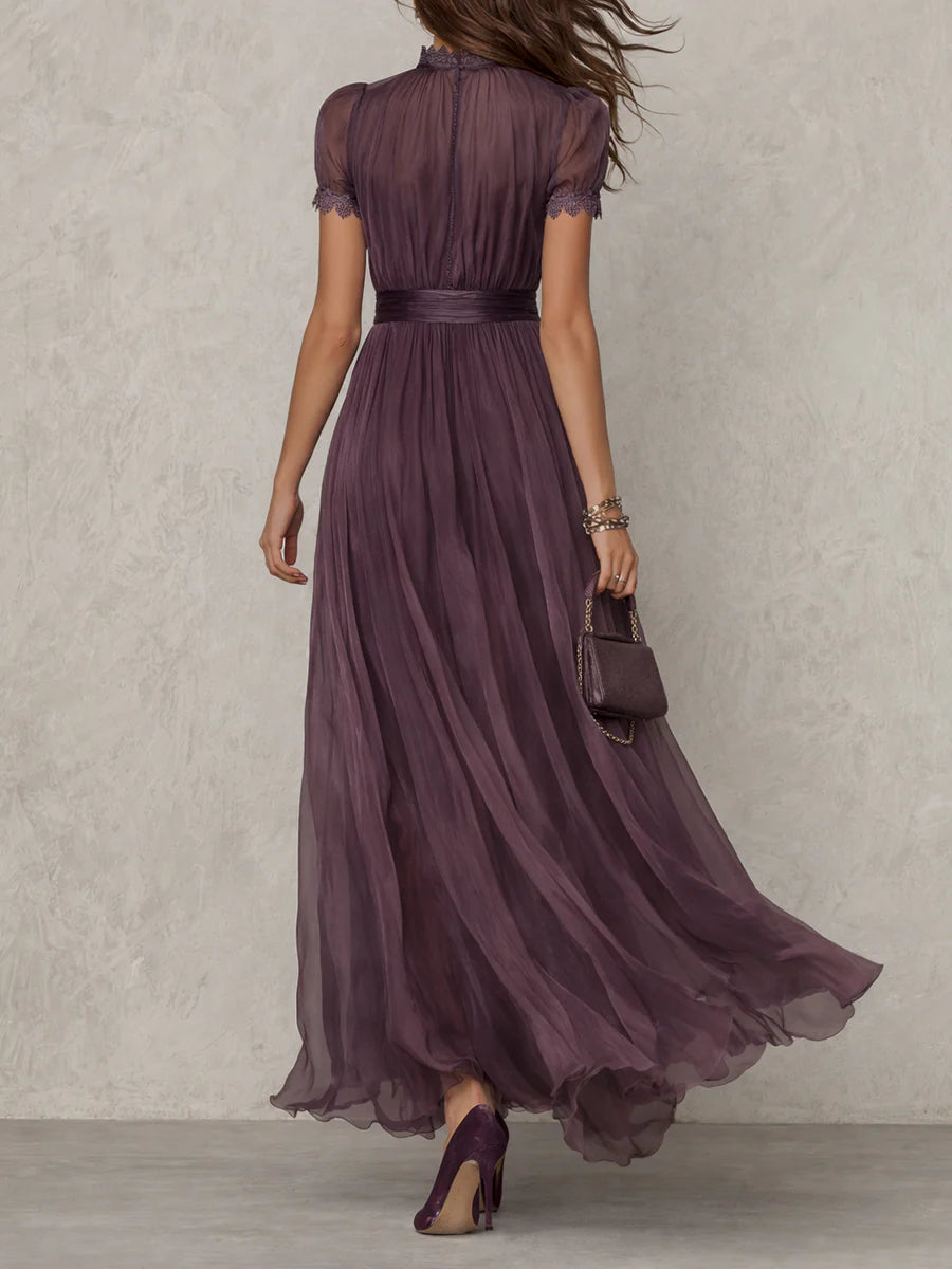 Celandine | Flowing Pleated High-Neck Maxi Dress for Women