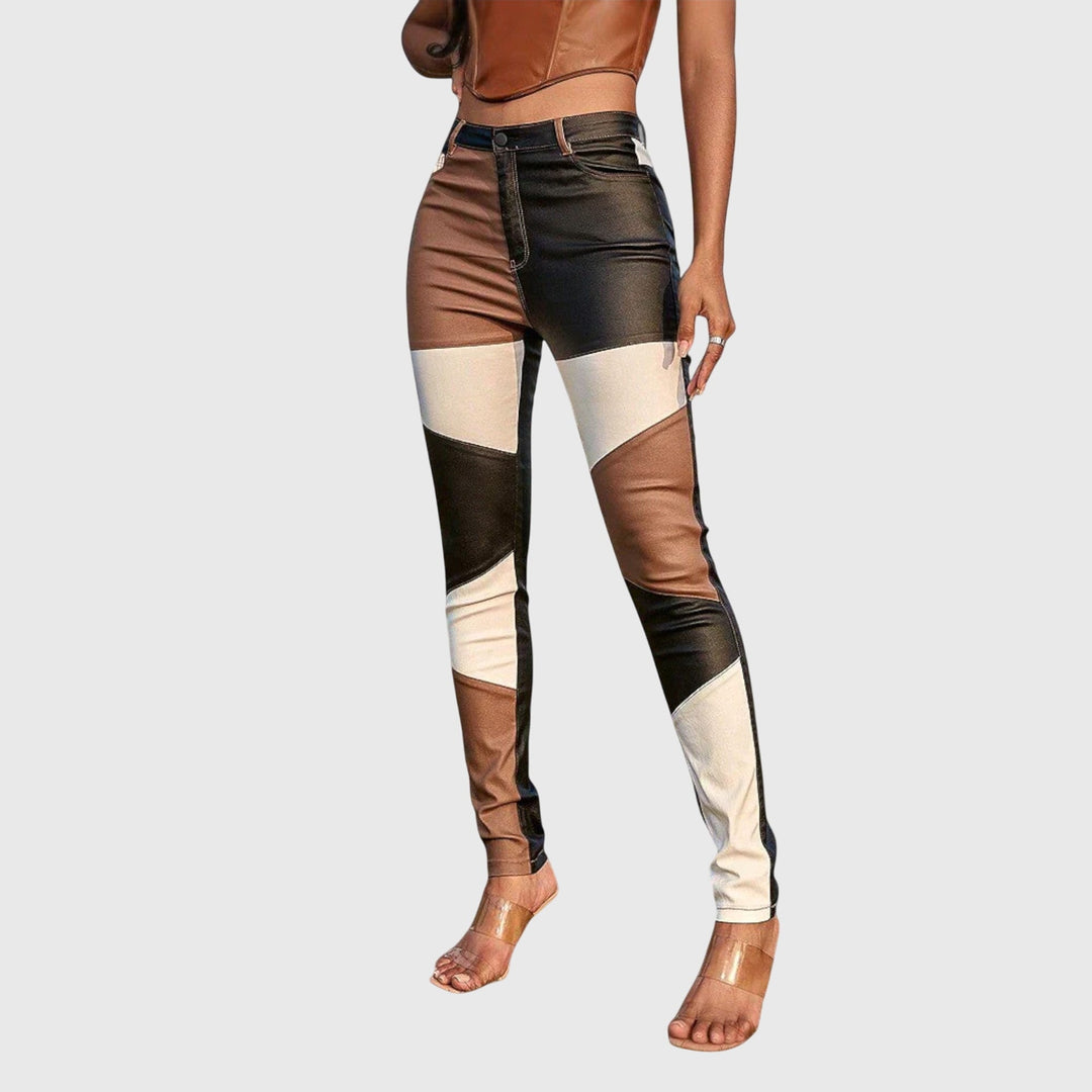 Calliope - Tube Pants With Color Block Pattern