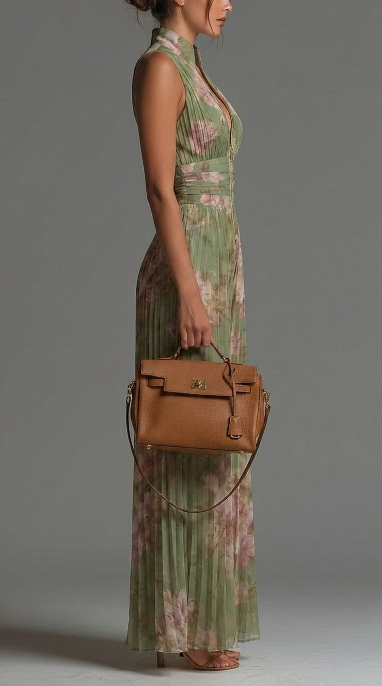 Sandra – Pleated Floral Chiffon Jumpsuit