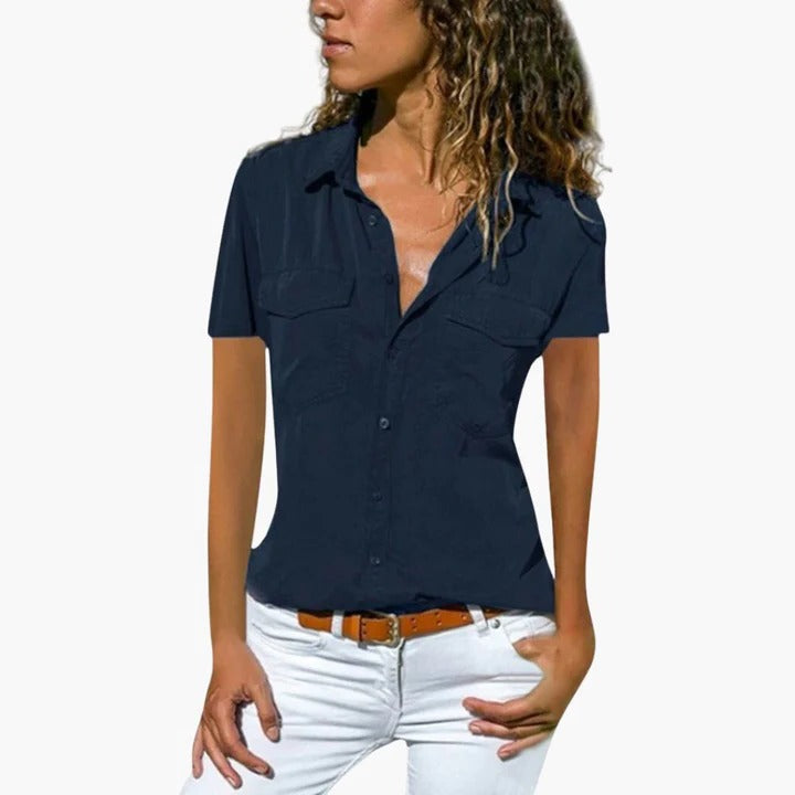 Morgan | Women’s Short Sleeve Button Up Casual Shirt