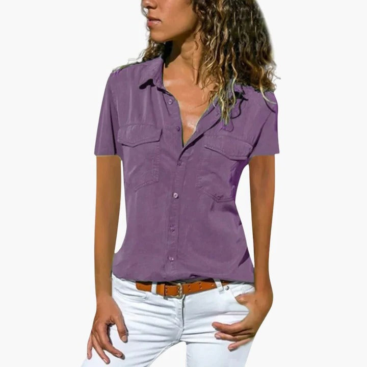 Morgan | Women’s Short Sleeve Button Up Casual Shirt