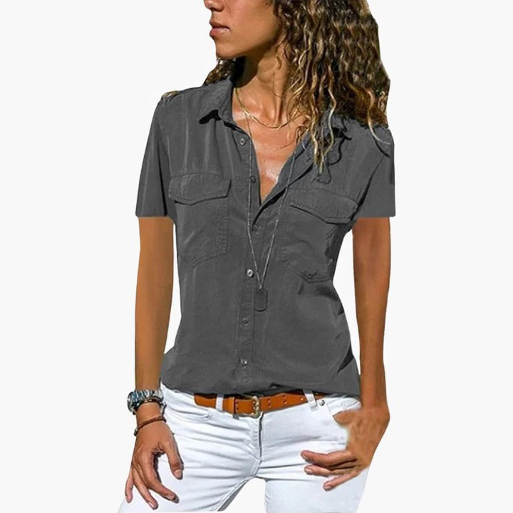 Morgan | Women’s Short Sleeve Button Up Casual Shirt