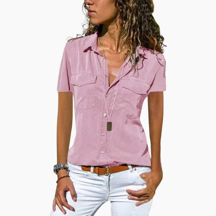 Morgan | Women’s Short Sleeve Button Up Casual Shirt