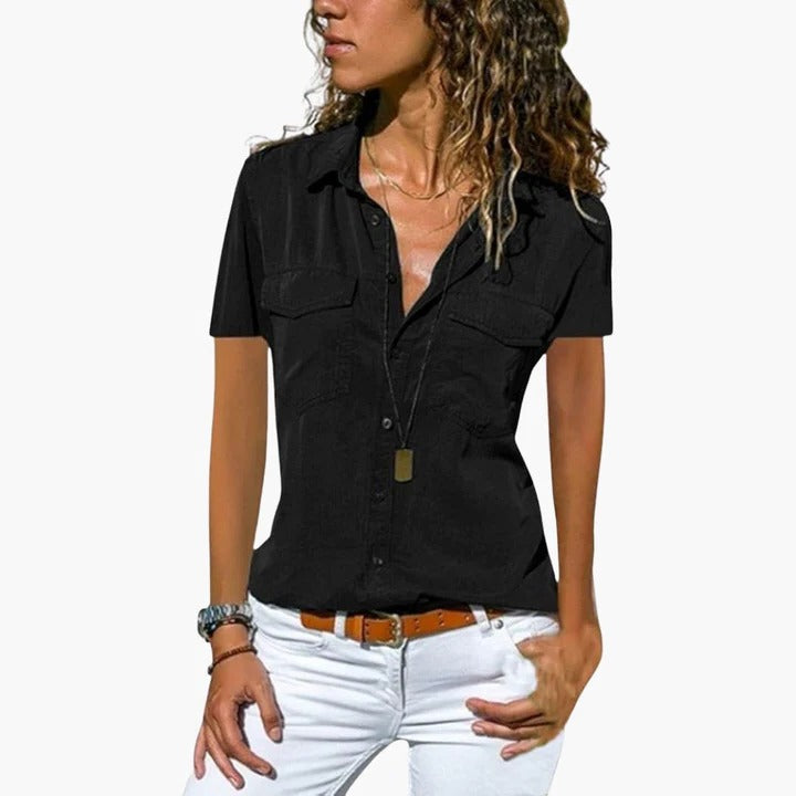 Morgan | Women’s Short Sleeve Button Up Casual Shirt