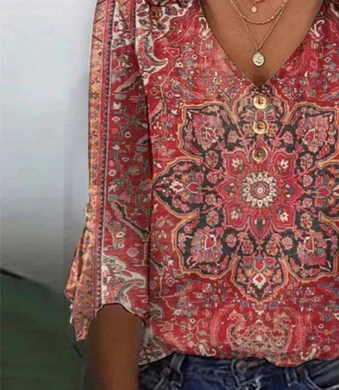 Audrey | Women’s Bohemian Print Blouse Oriental Style