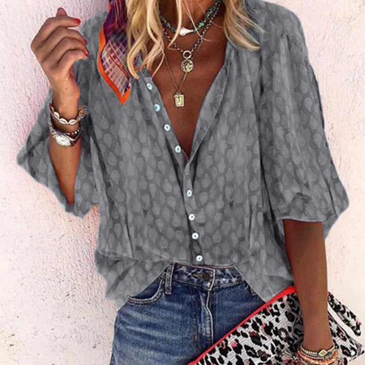 Claire | Women Printed Button Down Casual Blouse