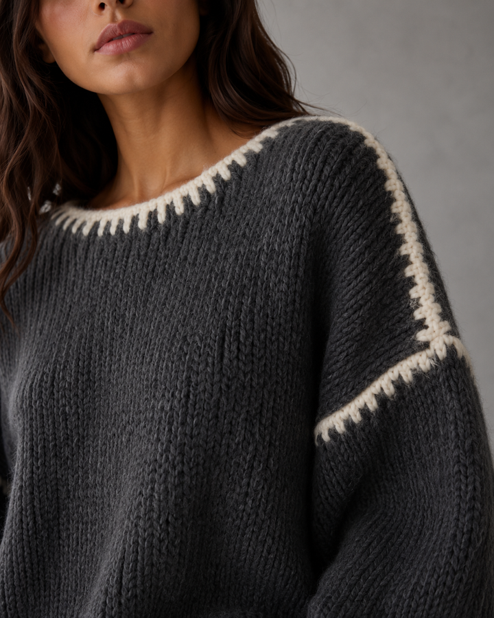 Helena | Contrast Stitch Chunky Knit Sweater
