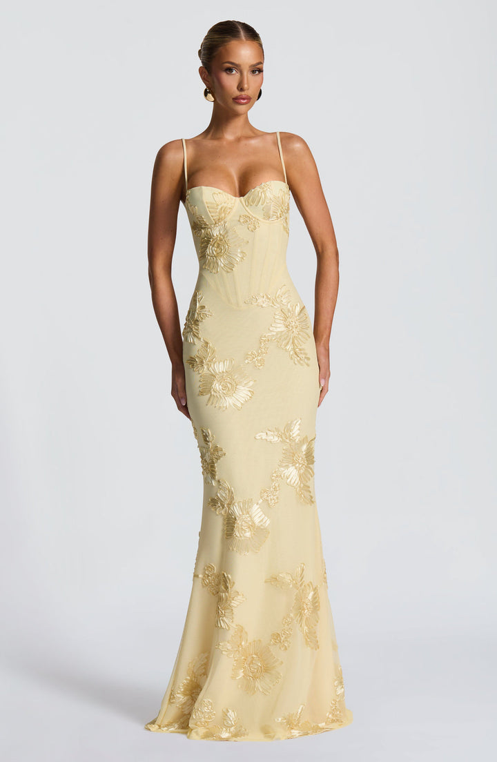 Women’s Floral Corset Spaghetti Strap Maxi Wedding Guest Dress