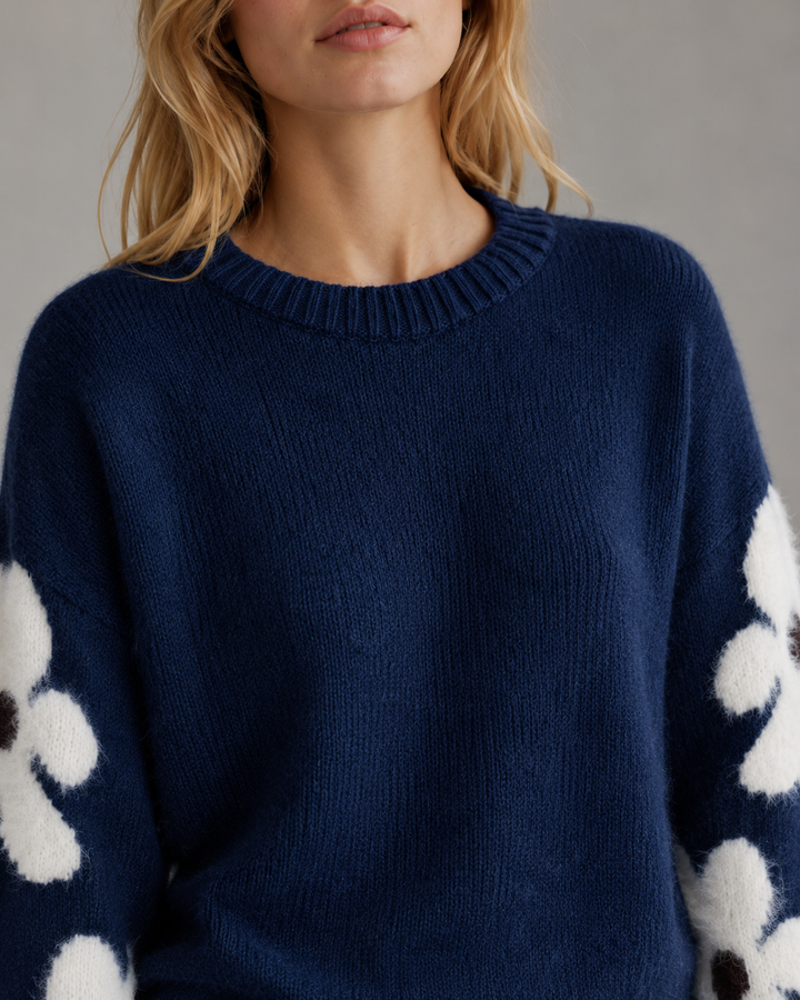 Greta | Floral Sleeve Knit Sweater