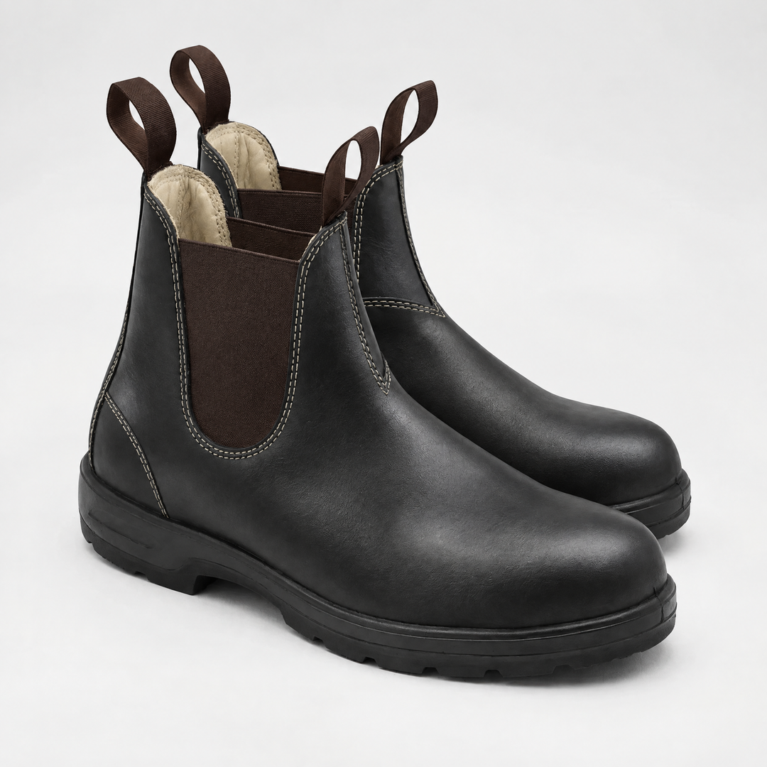 Women’s Leather Chelsea Boots with Elastic Gore and Pull-Tab