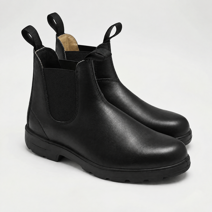 Women’s Leather Chelsea Boots with Elastic Gore and Pull-Tab